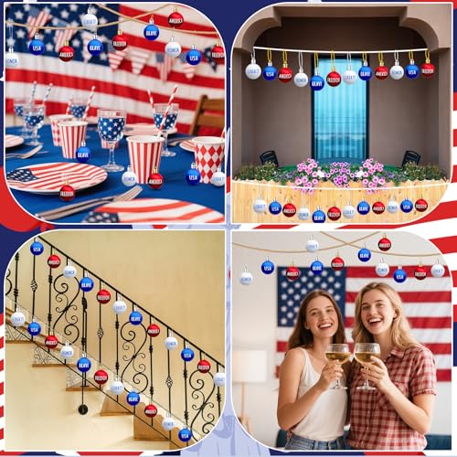 24Pcs 4th of July Patriotic Ornaments (24 Count)