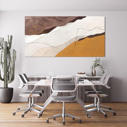 Large Modern Brown Wall Art Decor Canvas Abstract Wall Art Decor 29"x58"