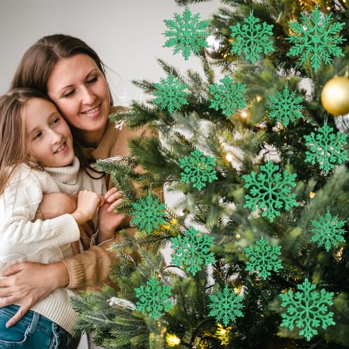 Dark Green Christmas Snowflake Ornaments (36 Count)
