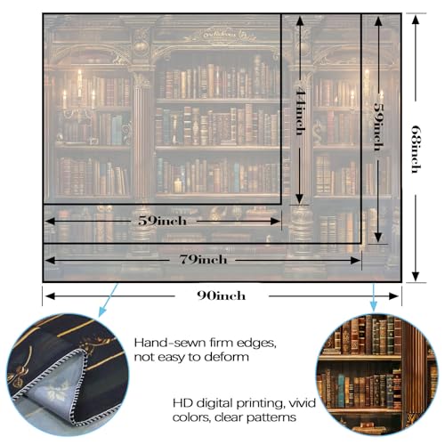 Vintage Bookshelf Tapestry Medieval Art Book Tapestries Wall Hanging Gothic Dark Academia Retro Library Backdrop Tapestry for Bedroom Living Room Dorm Study Classroom 60 × 44 inch