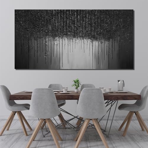 Black Art Paintings for Wall Large Abstract Canvas Wall Art for Living Room Huge Office Hotel Wall Decor 47 x 95 Inch