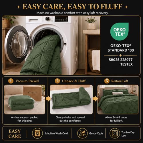 Oversized Queen Comforter Set Olive Green