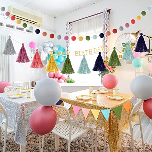 4 Pcs 9.8 ft Pom Pom Garland for Classroom Bulletin Board (4 Count)