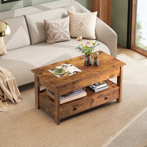 Lift Top Coffee Table with 2 Drawers