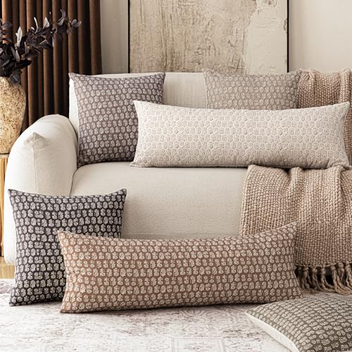 Long Floral Print Lumbar Throw Pillow Covers 14×36 Inch