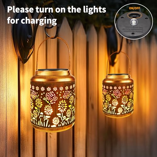 Butterfly Solar Lantern Lights with Colorful Projection (2 Count)