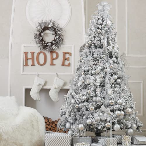 24ct Silver Christmas Ornaments for Tree Decorations (24 Count)