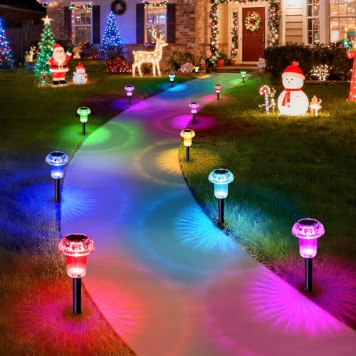 Solar Lights Outdoor Waterproof 8 Pack Garden Decor Color Changing (8 Count)