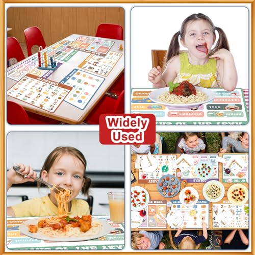 Educational Placemats Set of 6 Boho Kid Plastic Table Mat 17×13×0.04in (6 Count)