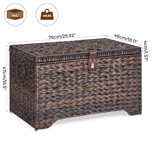 165L Handwoven Wicker Storage Basket with Lid