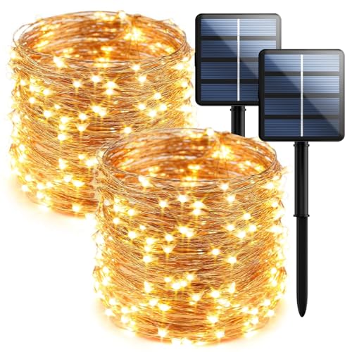 2 Pack 200 LED Solar Fairy Lights Outdoor (2 Count)