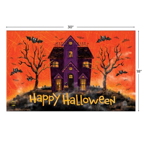 Halloween Doormat 30x18 Indoor Outdoor Spooky House for Halloween Doormat (3.75 Sq Ft)