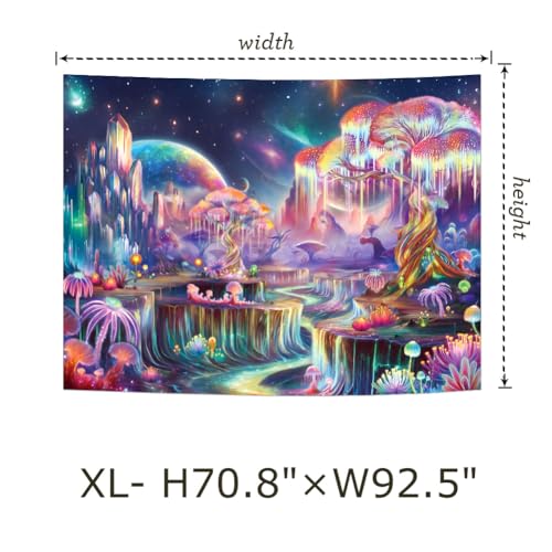 Blacklight Tapestry Fantasy Tree of Life Tapestry UV Reactive Galaxy Space Tapestries Colorful Plant Floral Mountain Landscape Tapestries Wall Hanging for Bedroom
