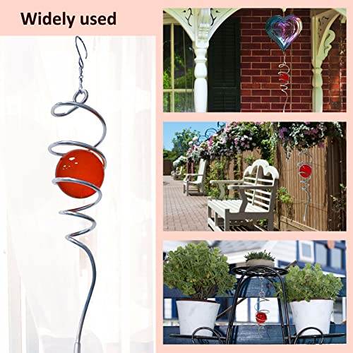 Gazing Ball Spiral Decorative Wind Spinner Stabilizer Sun Catcher 11inch Tail and 2 inch Glass Orb. Indoor Outdoor Garden Decoration Wind Sculptures Wind Spinner Tail