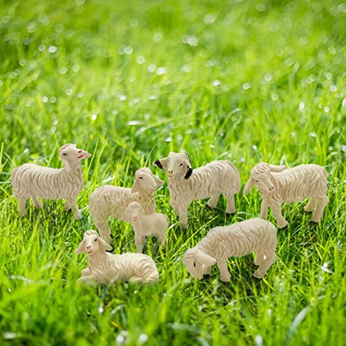 Miniature Sheep Figurines 6 Pcs Mini Sheeps for Nativity Scene Garden Decor (6 Count)