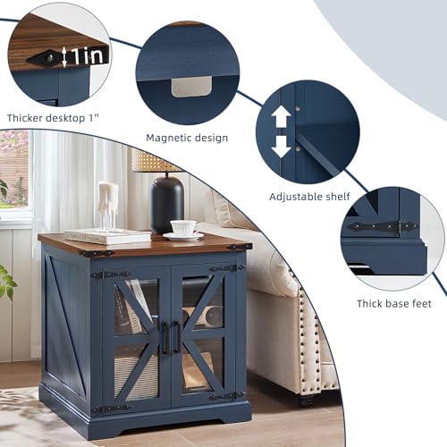 24'' End Table with Charger for Living Room