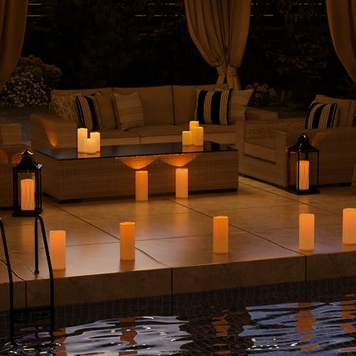 6" 8" 10" x 4" White Large Waterproof Outdoor Flameless Candles Battery Operated LED Flickering Pillar Candles with Remote and Timer for Indoor Outdoor Lanterns (3 Count)