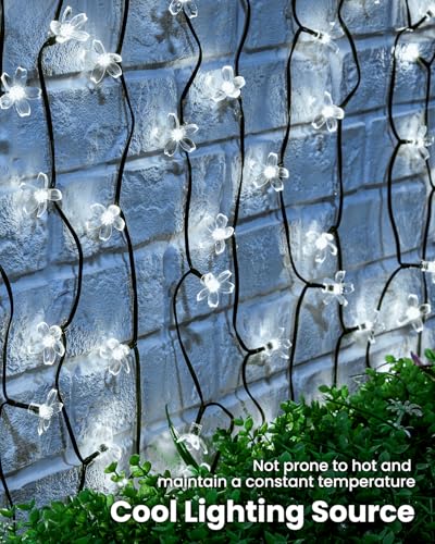 2 Pack Total 52FT 120 LED Solar String Lights Flower Outdoor Waterproof Fairy Lights for Garden Yard Fence Patio Christmas Tree Wedding Party Decor (120 Count)