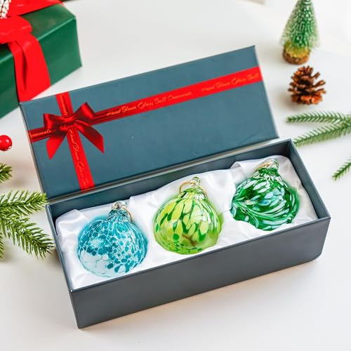 3Pcs Hand Blown Glass Gazing Balls 2.3in Hanging Friendship Ball for Garden (3 Count)