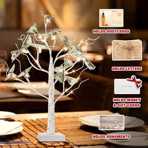 Money Tree 22 Inch Gift Card Tree Holder with 6 Clips and 6 Greeting Cards