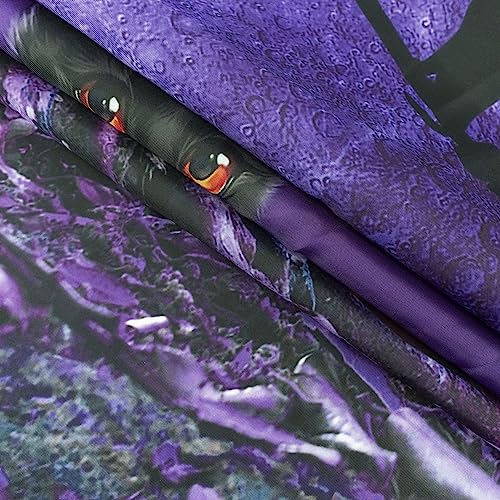 Halloween Wall Tapestry Horror Witch Cat and Dead Tree Pumpkin Lights with Spooky Graveyard Tapestry Purple Full Moon over Misty Forest Wall Art Decor for Bedroom Living Room Dorm 59x51 Inches