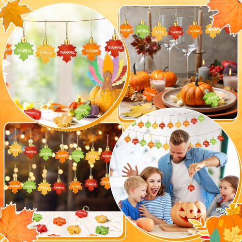 24 Pcs Fall Tree Ornaments Maple Leaf Thanksgiving Decorations (24 Count)
