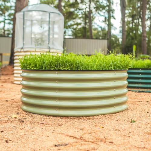 17" Tall 42" Round Raised Garden Bed Metal Raised Bed Planter Box for Vegetables Flowers Patio