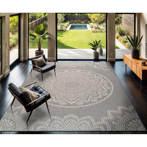 Outdoor Rug 9x12 Modern Area Rugs for Large Indoor and Outdoor Patios and Porches
