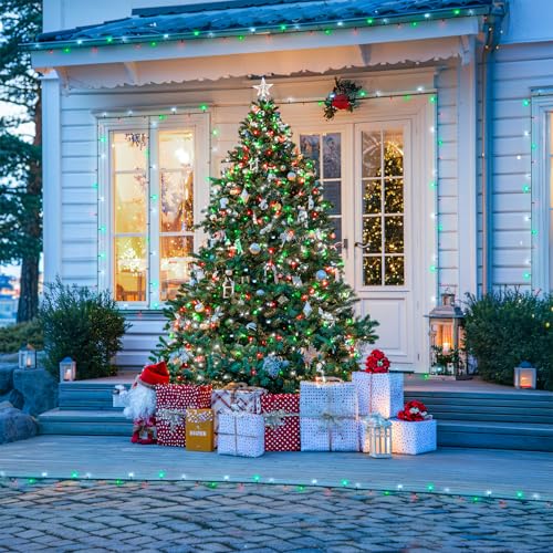 2 Pack Solar Christmas Lights Tot. 66FT 200LED Red White and Green (66 Foot)