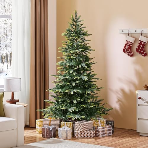 6ft Pre lit Aspen Fir Artificial Christmas Tree with 400 Warm White LED Lights Full Prelighted Xmas Tree w