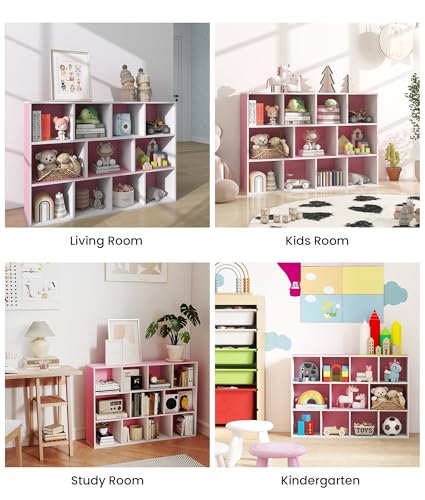 11 Cube Pink Kids Bookshelf and Toy Organizer