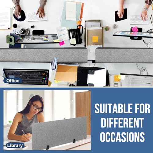 4 Pack Acoustic Desk Divider Soundproof Desk Privacy Panel Freestanding Partitions Sound Absorbing Divider for Office Reduce Noise and Visual Distractions 47.3" x 16"