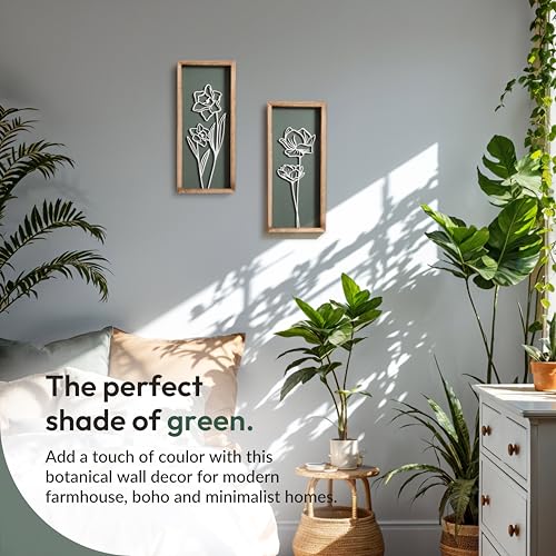 Floral 3D Green Wall Art (2 Count)