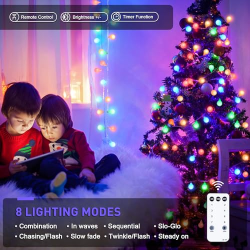 Multicolor 100 LED Globe Christmas Lights Indoor Plug in