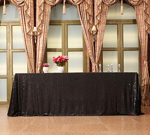 Sequin Tablecloth 60x102 Inch Black for Halloween Wedding Party