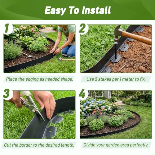 4.72 Inch x 50FT Landscape Edging Border with 75 Stakes