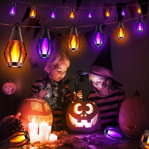 42FT 15 LED Solar Flame Halloween String Lights (15 Count)