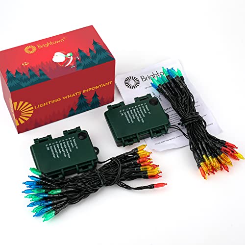 Battery Operated Christmas String Lights 2 Pack 18 Feet 50 LED Multicolor (2 Count)