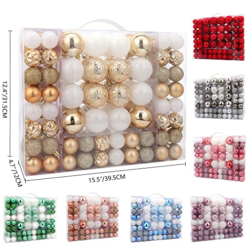 87ct Christmas Ball Ornaments Set Shatterproof Seasonal Hanging Decorations with Reusable Hand (87 Count)