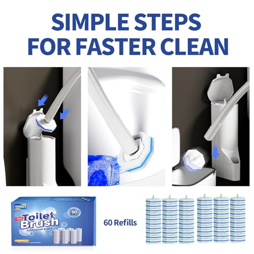 60pc Refills Disposable Toilet mats Brush Cleaning System (60 Count)