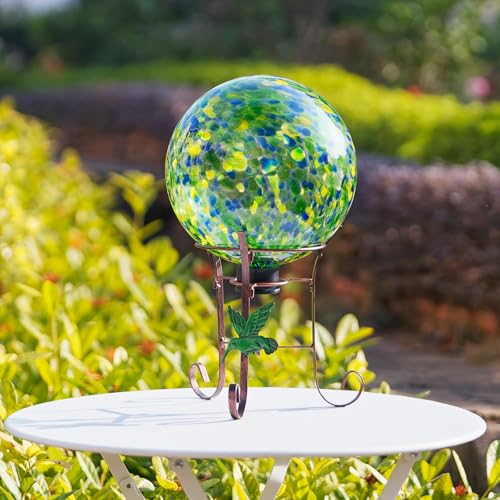 10 Inch Glass Gazing Ball with 9.4" H Metal Stand