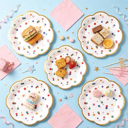 50pcs Colorful Dot Party Plates