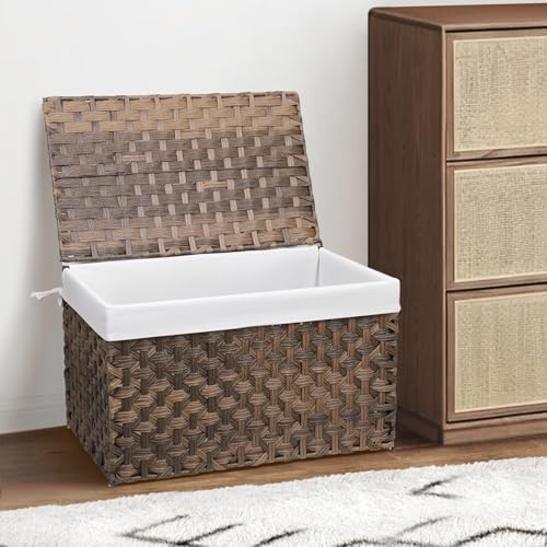 Large Wicker Storage Basket with Lid