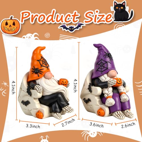 Halloween Gnome Decorations 2 PCS Skull Tabletop Collectible Figurines (2 Count)