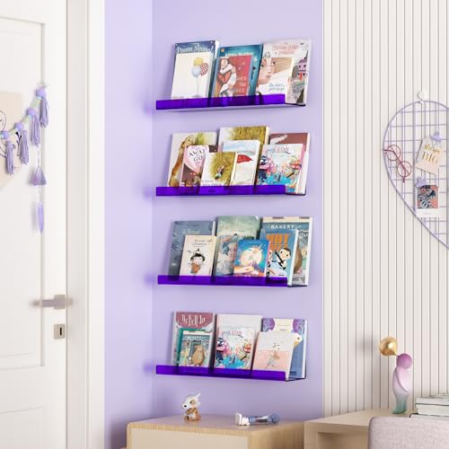 4 Pcs 15" Acrylic Shelves for Wall Decor and Display (4 Count)