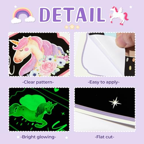 Glow in The Dark Stars Unicorn Wall Decals