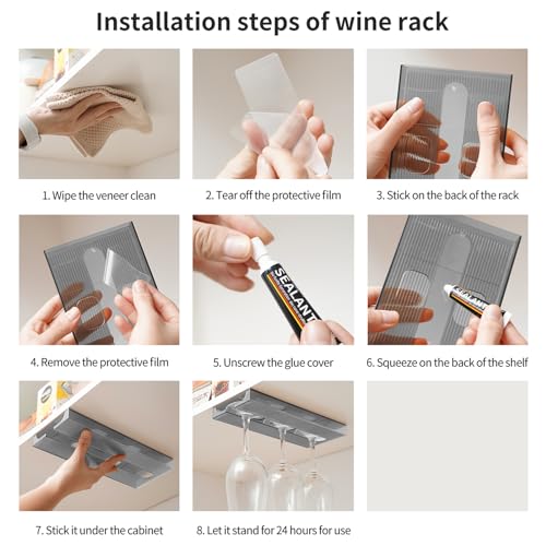 4 Pcs Wine Glass Holder Under Cabinet (4 Count)
