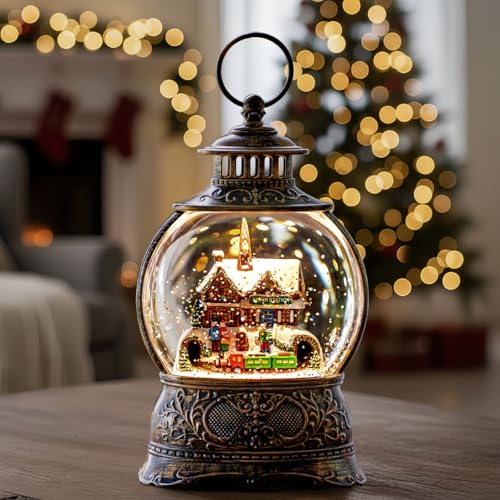 Christmas Snow Globes Christmas Water Lantern with Station Train