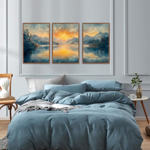 KAlRNE Sunset Mountain Canvas Wall Art