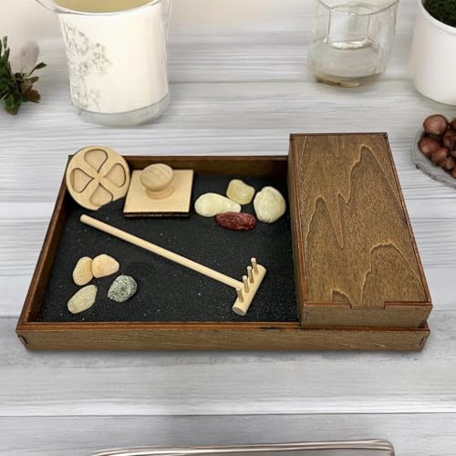 Wooden Zen Garden with Accessories Box